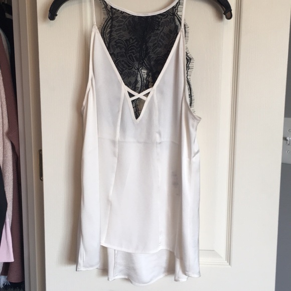 NEW sheer white top with black lace - Picture 1 of 3